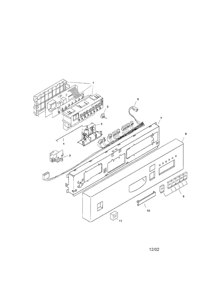 Fascia Panel Diagram and Parts List for SHU5317UC 12 Bosch Dishwasher