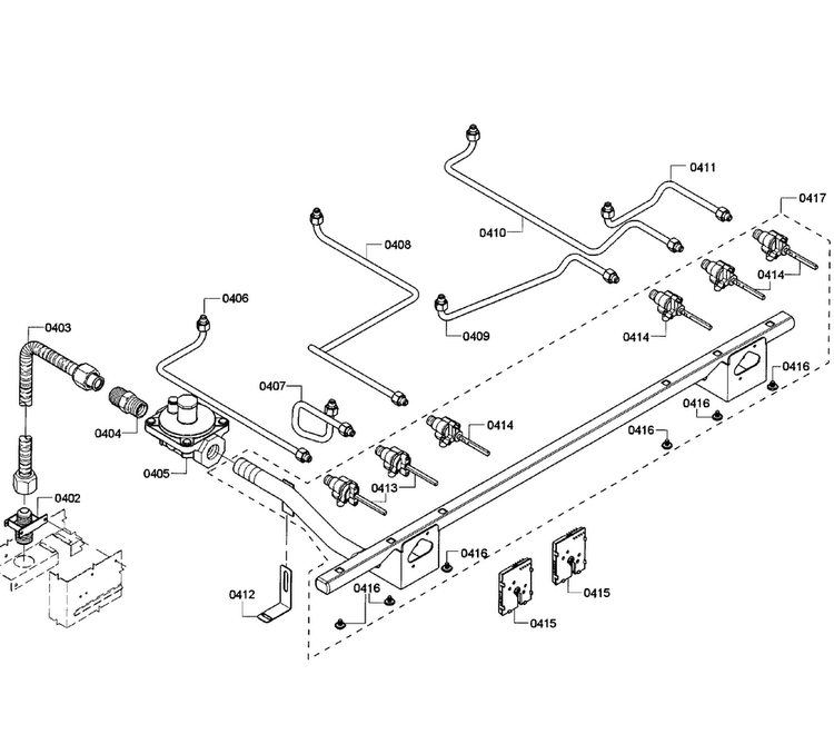 Manifold Assy Diagram and Parts List for PRD366GHC 14 Thermador Range