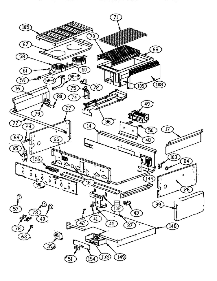 Section 3 Diagram and Parts List for GCR36-4GL  Thermador Range