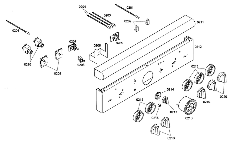 Control Panel Diagram and Parts List for PRL304EG02  Thermador Range