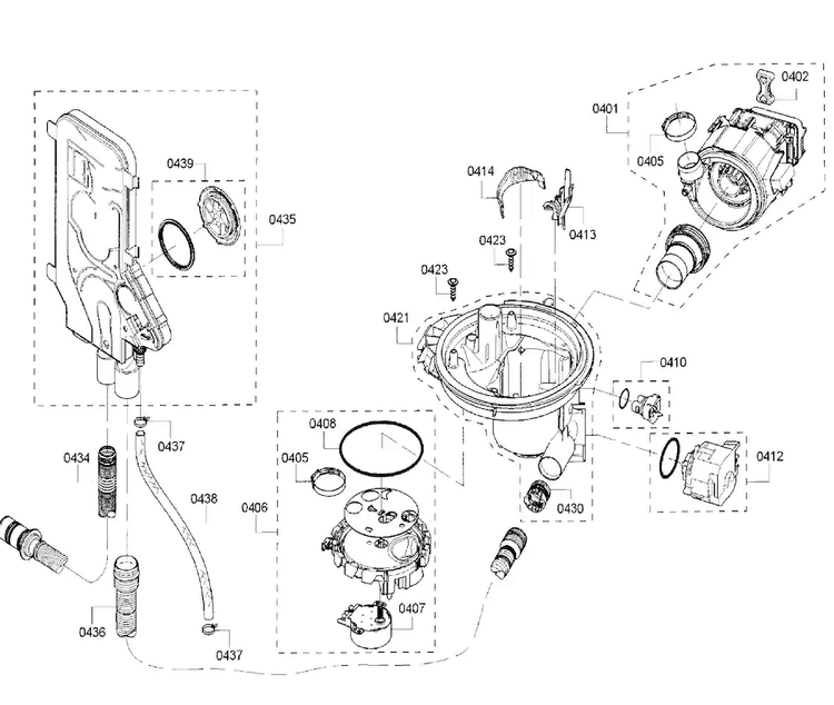 Pump Diagram and Parts List for SHE53TF6UC 01 Bosch Dishwasher
