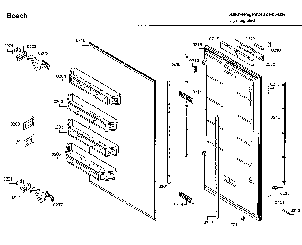 Door Diagram and Parts List for B30IR800SP 02 Bosch Refrigerator
