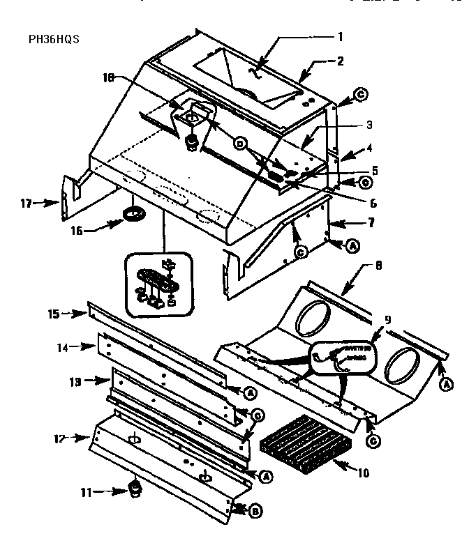 Ph36hqs Diagram and Parts List for PH36HQS  Thermador Range Hood