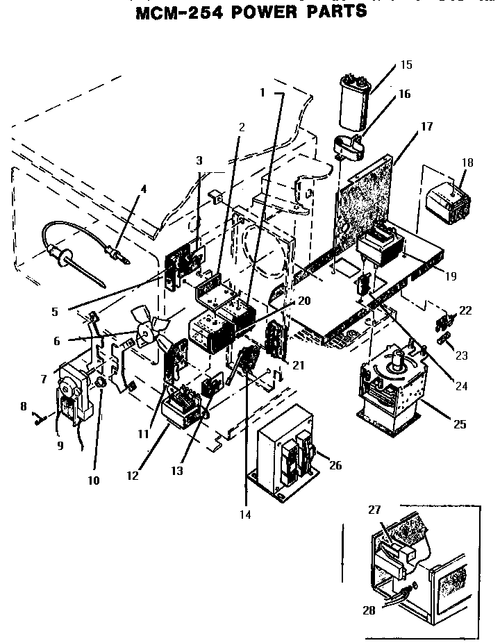 Power Parts Diagram and Parts List for MTR-36  Thermador Microwave