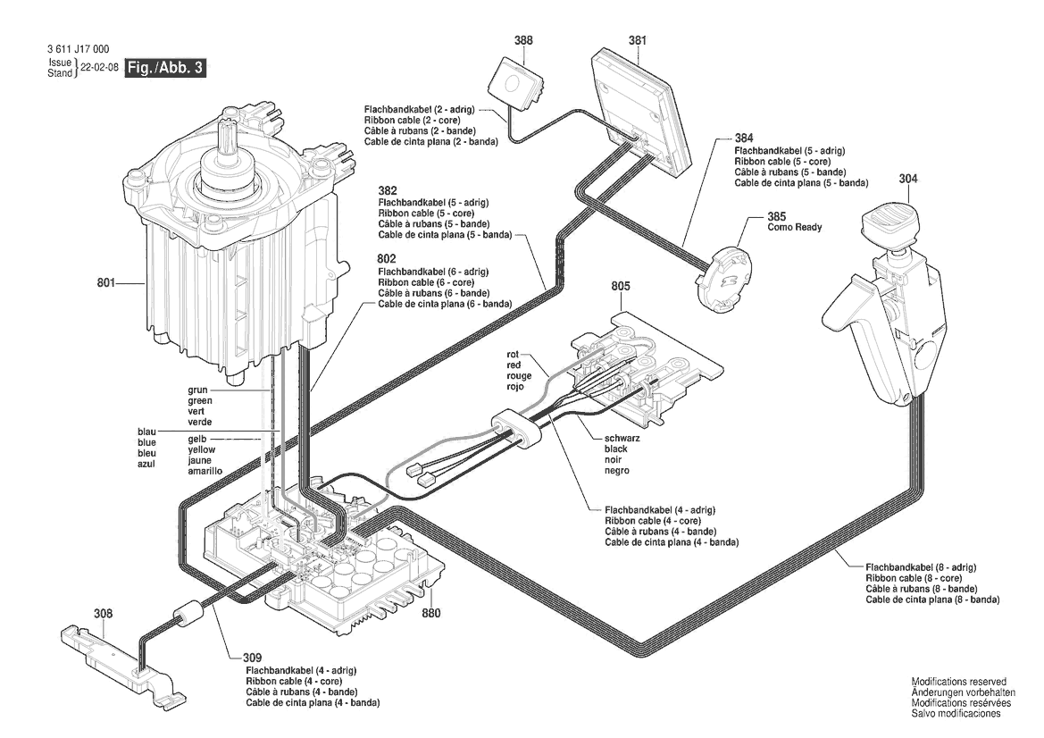 Figure 10 Diagram and Parts List for 3611J17110 GBH 18V-40 C Bosch Hammer Drill