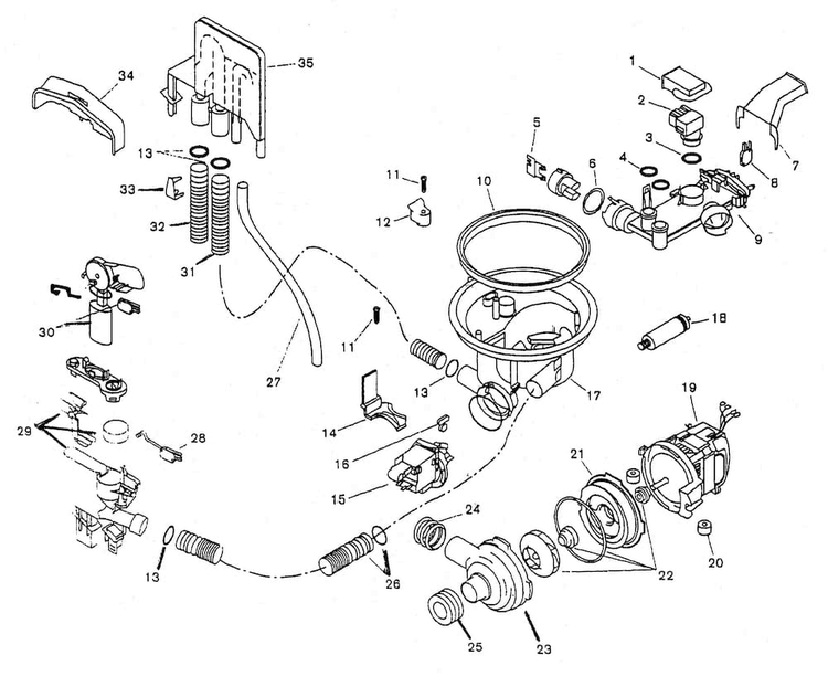 Component Assy Diagram and Parts List for SHU3322UC 06 Bosch Dishwasher