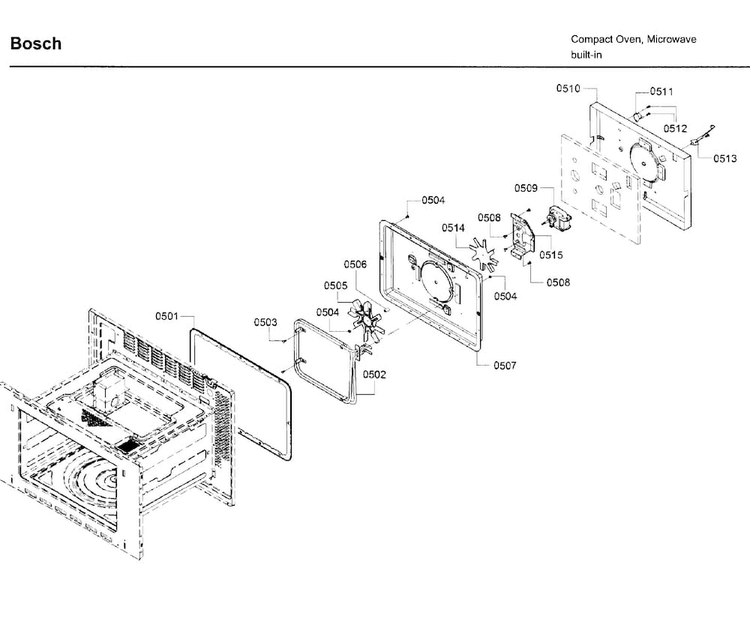 Convection Diagram and Parts List for HMC87152UC 01 Bosch Microwave