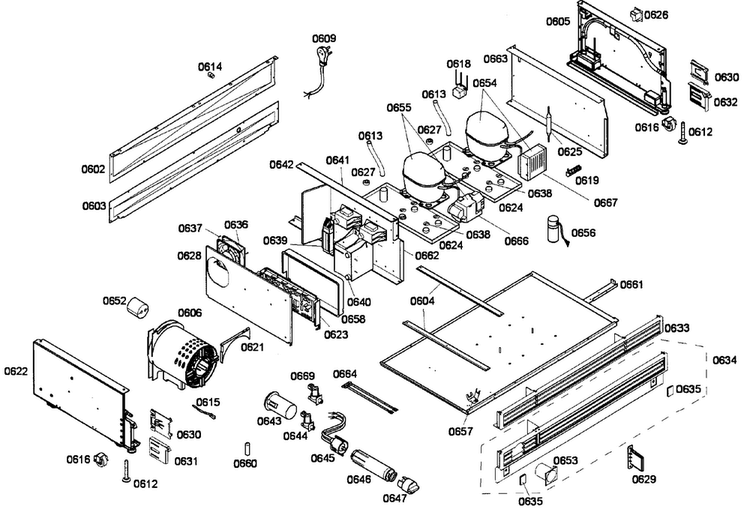Compressor Diagram and Parts List for T36IT71NNP 28 Thermador Refrigerator