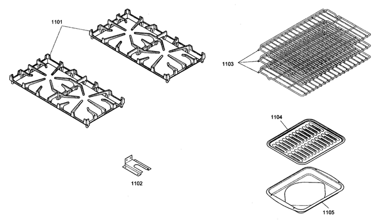 Racks Diagram and Parts List for PRG364EDG01  Thermador Range