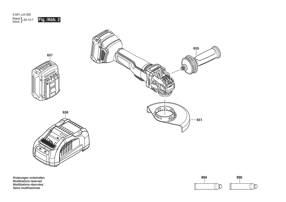 Section 2 Diagram and Parts List for 3601JJ4282  Bosch Angle Grinder