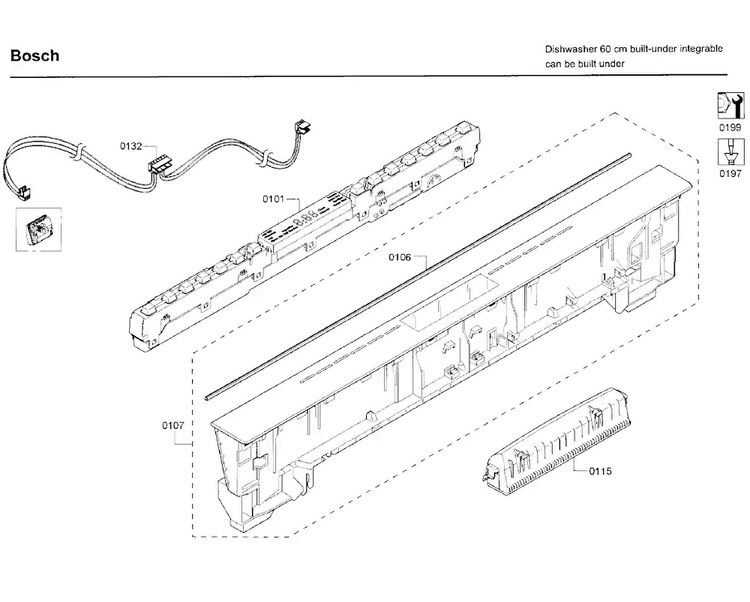 Control Panel Diagram and Parts List for SHX68T56UC 07 Bosch Dishwasher