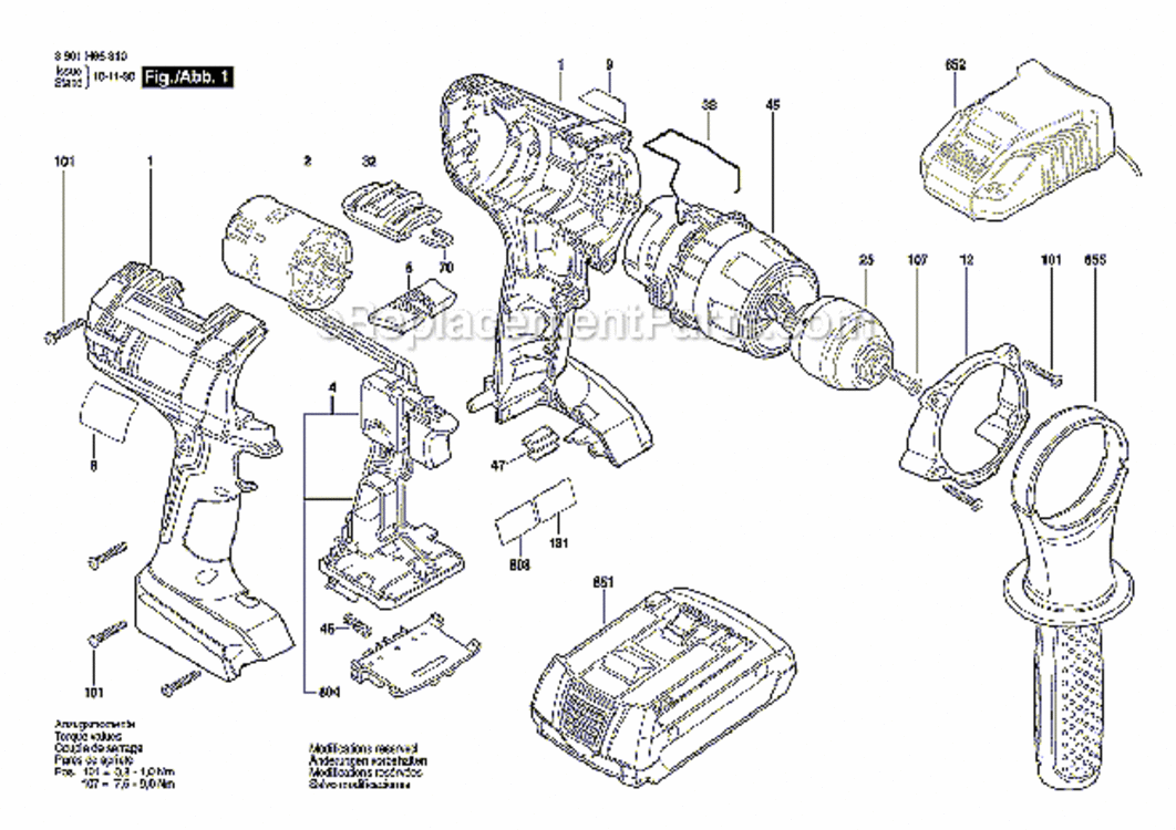 Page A Diagram and Parts List for DDH181  Bosch Cordless Drill