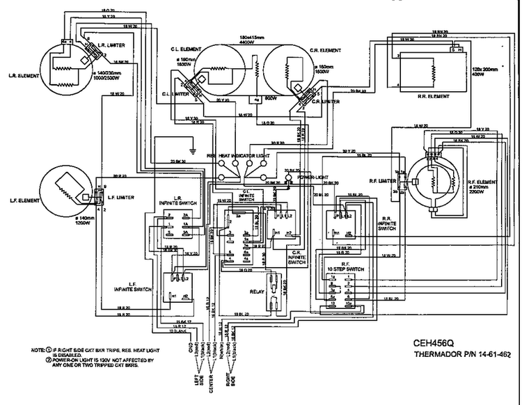Wiring Diagram Diagram and Parts List for CEH365Q  Thermador Cooktop
