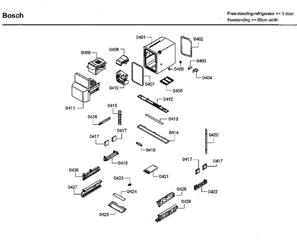 Ice Maker Assembly Diagram and Parts List for B26FT80SNS 06 Bosch Refrigerator