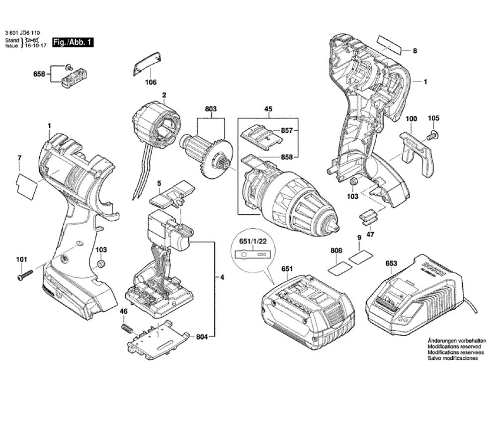 Drill Diagram and Parts List for DDS182-02  Bosch Impact Driver