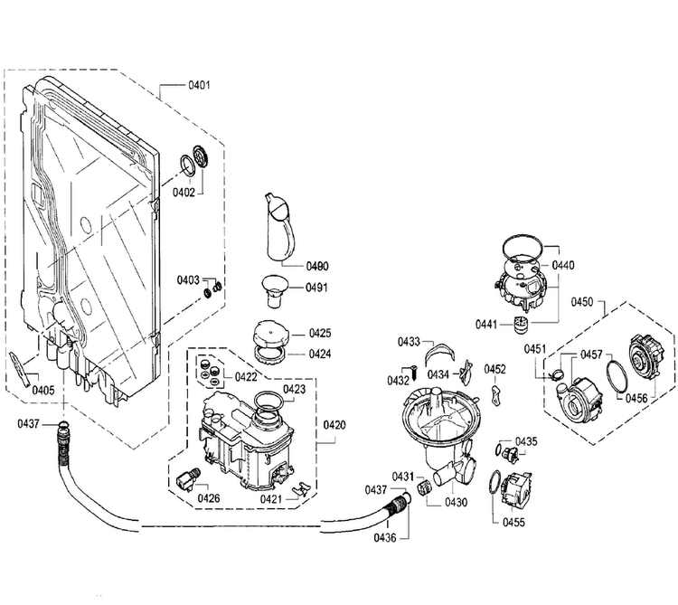 Pump Diagram and Parts List for SGE68U55UC B3 Bosch Dishwasher