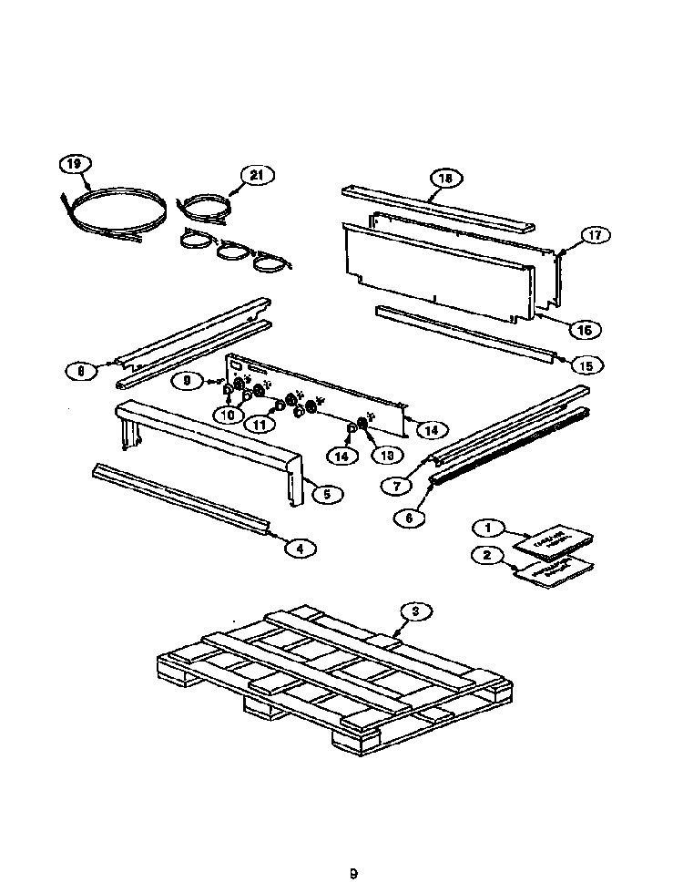 Page 9 Diagram and Parts List for GPS484WKS  Thermador Cooktop