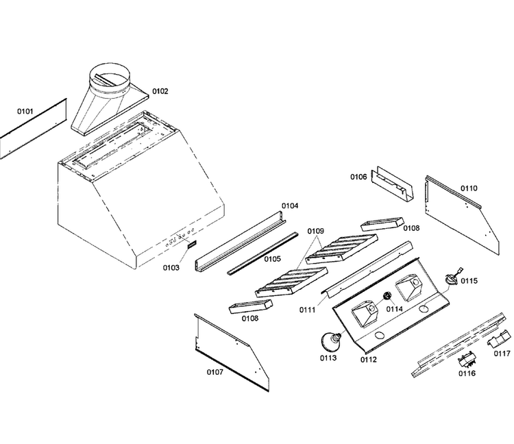 Range Hood Diagram and Parts List for PH30CS 01 Thermador Range Hood