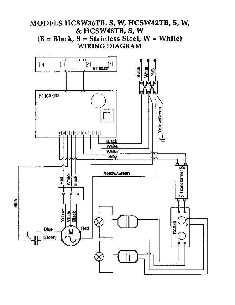Wiring Diagram Diagram and Parts List for HCSW  Thermador Range Hood