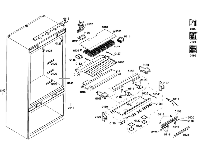 Refrigerator 1 Diagram and Parts List for T36IT71FN 25 Thermador Refrigerator