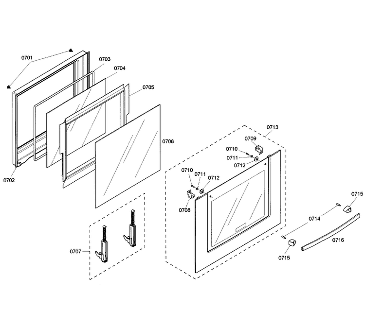 Door Assy Diagram and Parts List for HBL5650UC 03 Bosch Wall Oven
