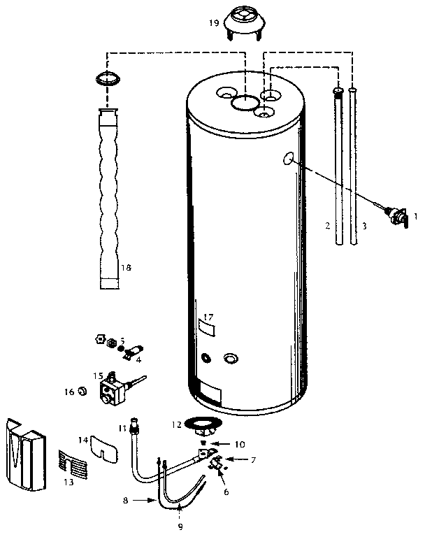 Replacement Parts Diagram and Parts List for 153334461  Kenmore Water Heater