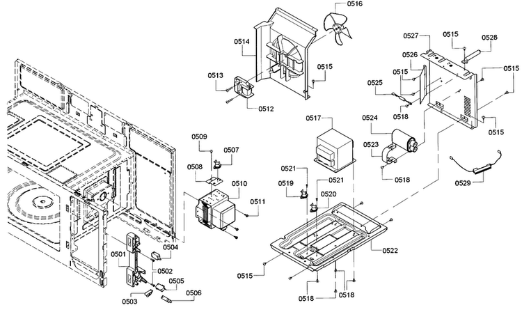 Mag Assy Diagram and Parts List for HMV3062U 01 Bosch Microwave