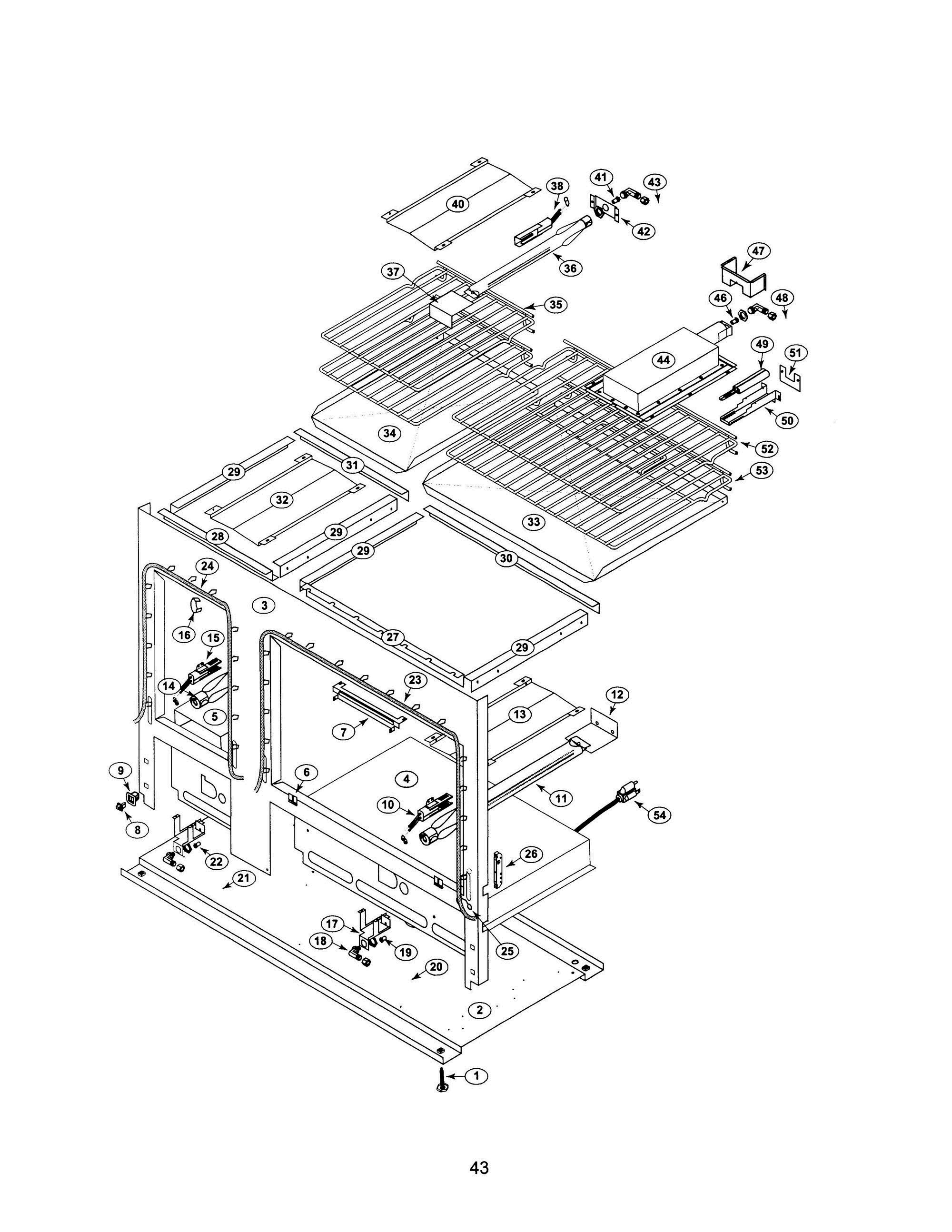 42 - BOTTOM FRAME Diagram and Parts List for PRG484GDUS  Bosch Range