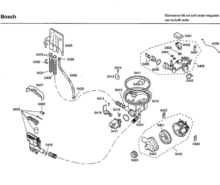 Pump Diagram and Parts List for SHX33A05UC 46 Bosch Dishwasher