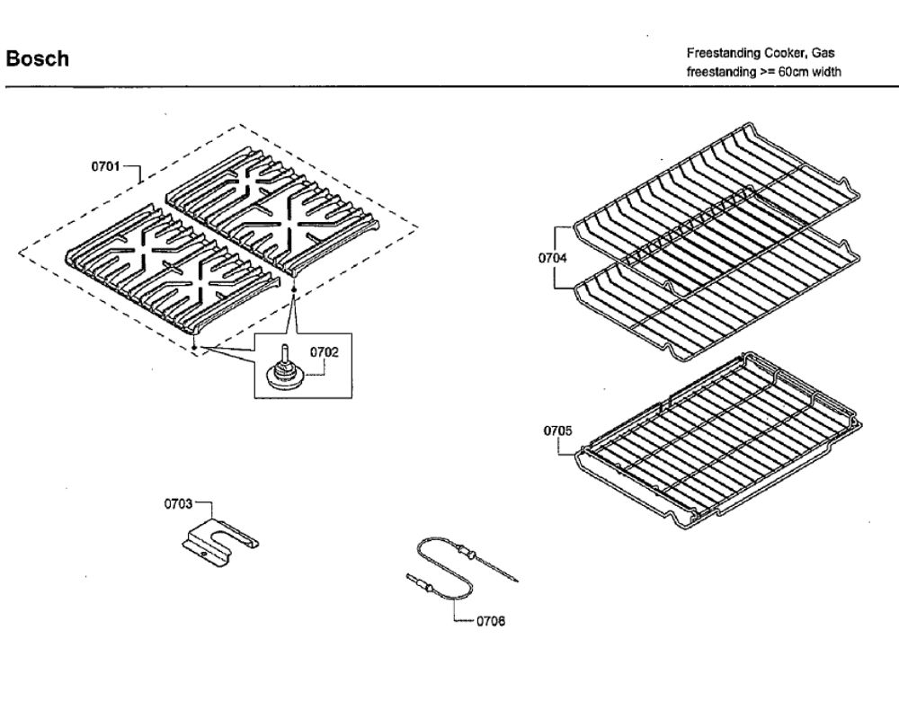 Accessories Diagram and Parts List for HGS7132UC 06 Bosch Range