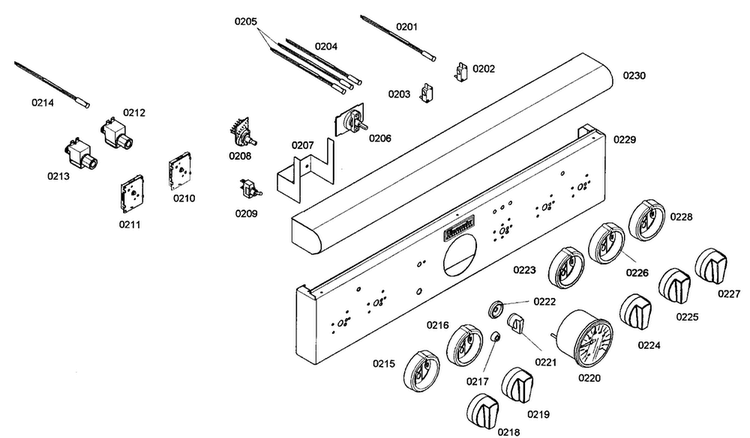 Control Panel Diagram and Parts List for PRG304EG01  Thermador Range