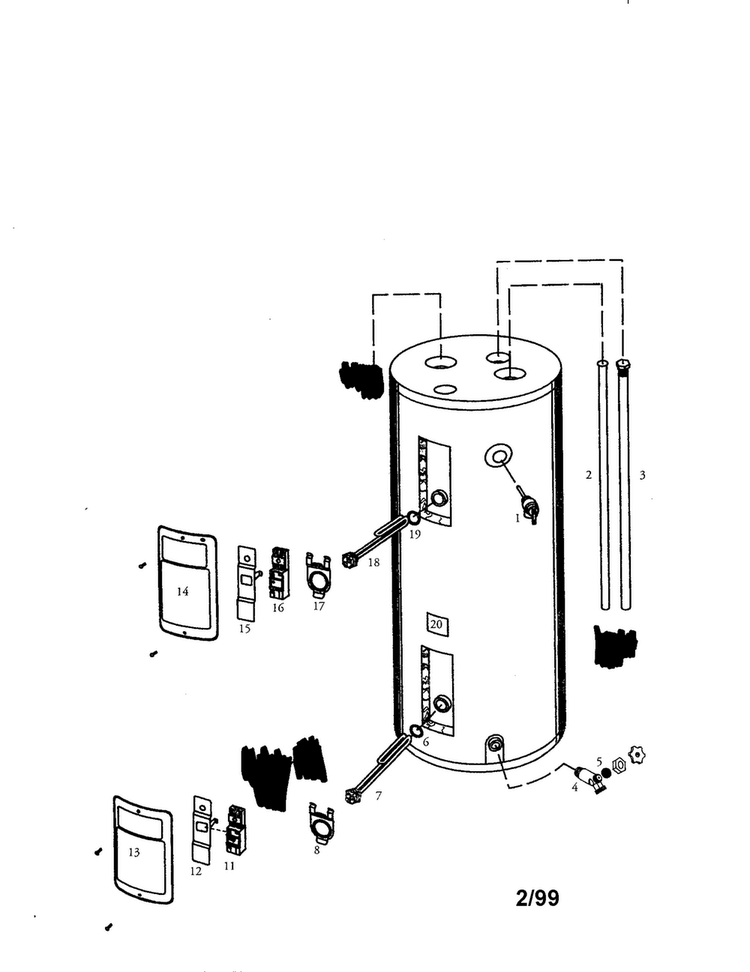 Energy Efficient 30 Gallon Diagram and Parts List for 153324391  Kenmore Water Heater
