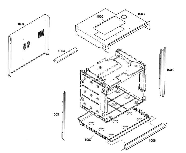 Oven Cabinet Diagram and Parts List for POM301 02 Thermador Microwave