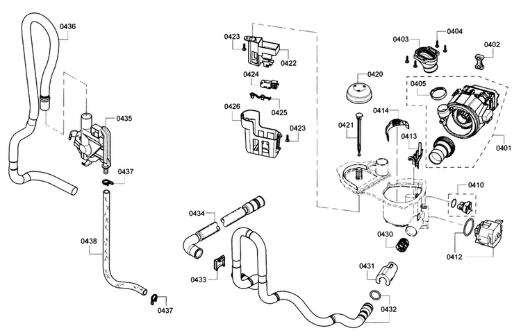 Pump Diagram and Parts List for SHE3ARF6UC 14 Bosch Dishwasher