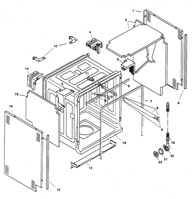 Tank Assy Diagram and Parts List for SHU9922UC 12 Bosch Dishwasher