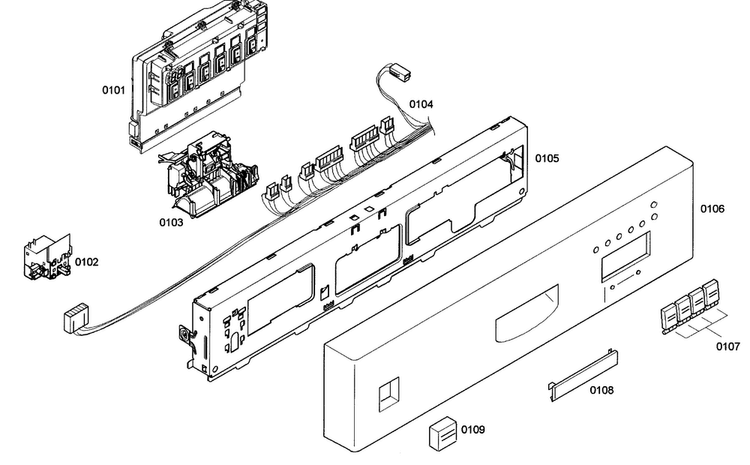 Control Panel Diagram and Parts List for SHE43C02UC 38 Bosch Dishwasher