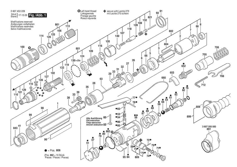 Section 1 Diagram and Parts List for 0607453228  Bosch Screwdriver