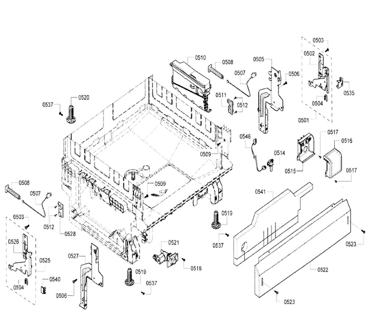 Base Assy Diagram and Parts List for SHX4ATF5UC 21 Bosch Dishwasher