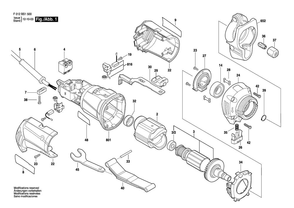 Diagram Diagram and Parts List for RZ1500 F 012 BS1 500 Bosch Router