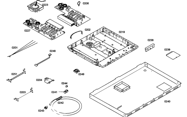 Cabinet Assy Diagram and Parts List for NIT8065UC 01 Bosch Cooktop