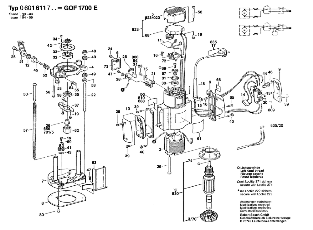 Diagram 1 Diagram and Parts List for 0601611739  Bosch Router