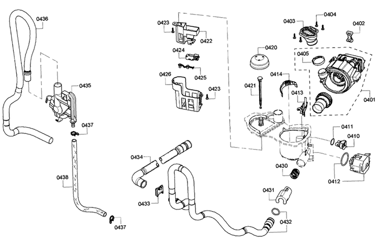 Pump Diagram and Parts List for SHE3ARF6UC 07 Bosch Dishwasher