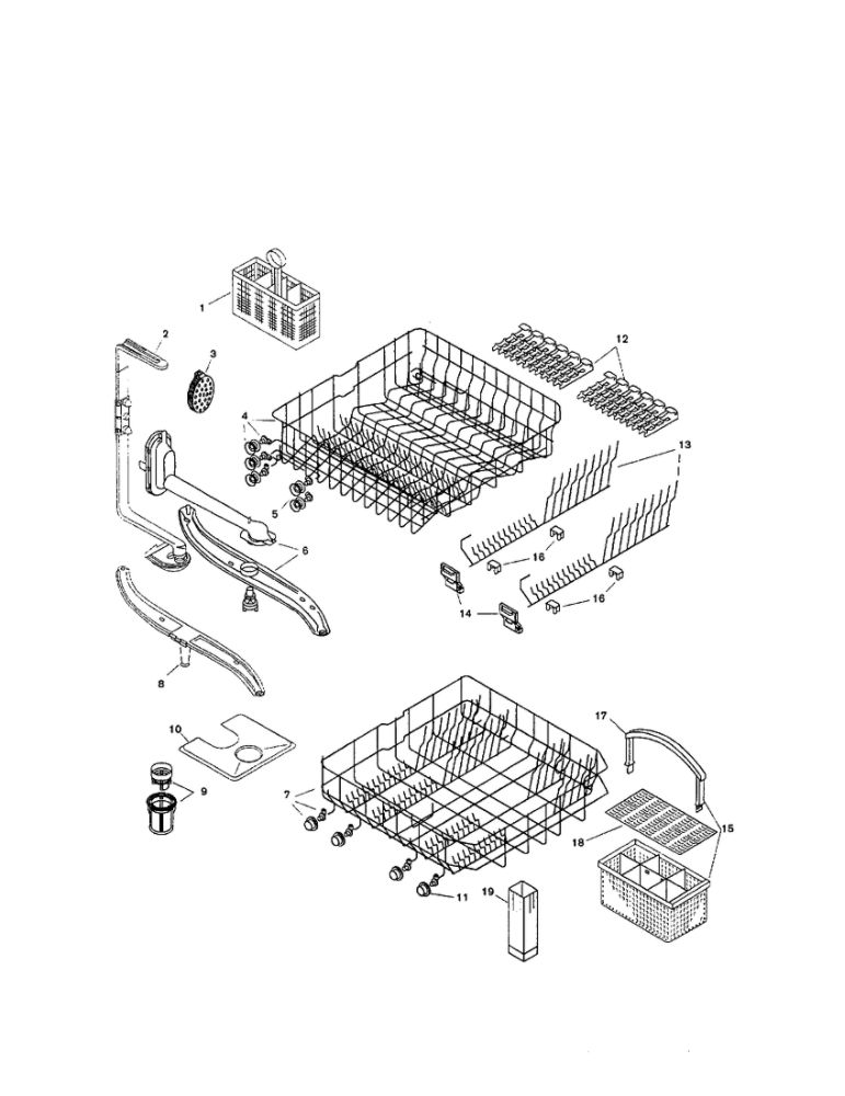 Racks Diagram and Parts List for SHU9912UC 12 Bosch Dishwasher