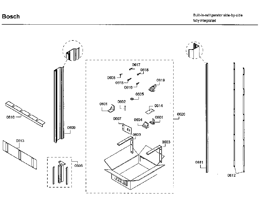 Mountong Diagram and Parts List for B30IR800SP 02 Bosch Refrigerator