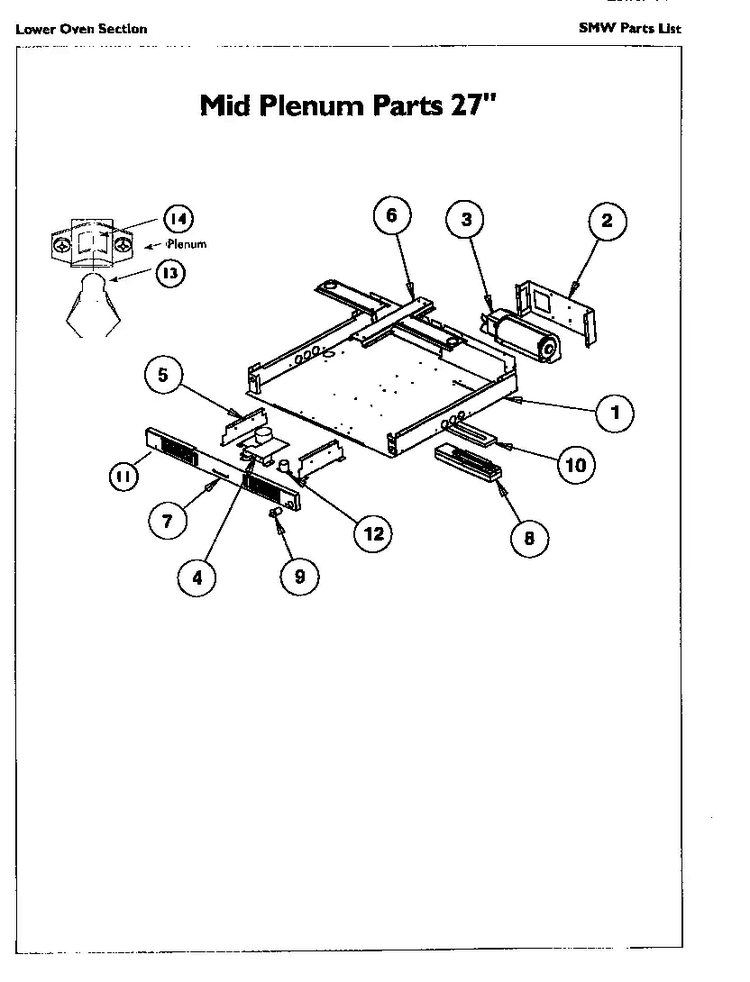 Mid Plenum 27" Diagram and Parts List for SMW272S  Thermador Range