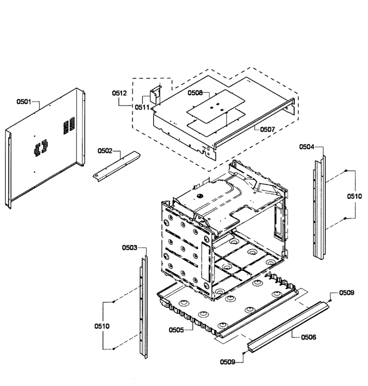 Cabinet Assy Diagram and Parts List for HBL5450UC 05 Bosch Wall Oven