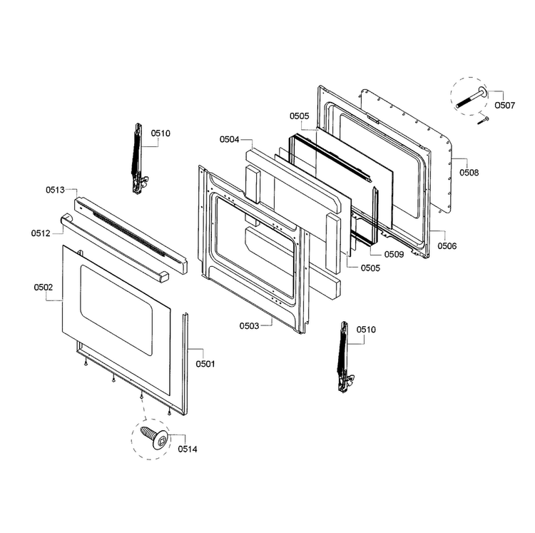 Door Diagram and Parts List for HGS3023UC 12 Bosch Range