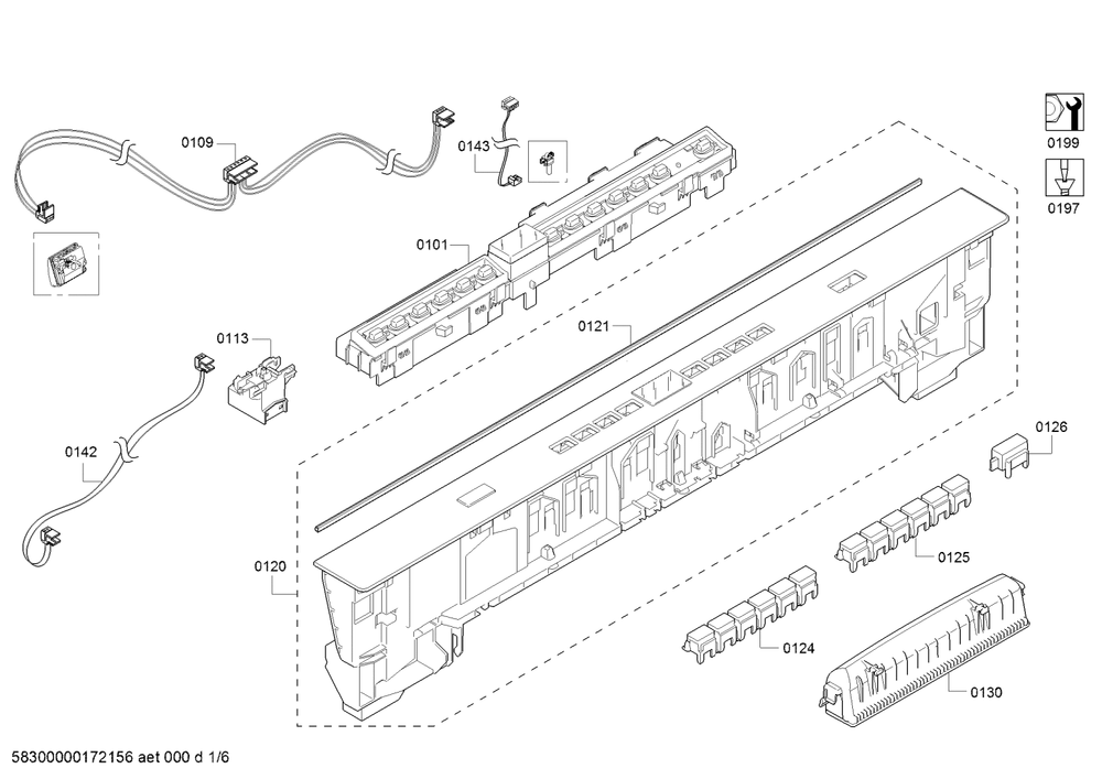 Diagram 1 Diagram and Parts List for SHP53T55UC-09  Bosch Dishwasher