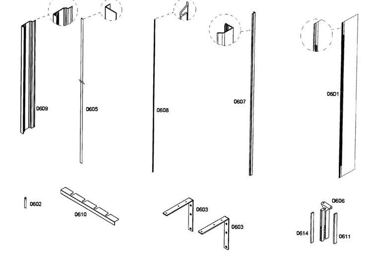 Trim Diagram and Parts List for T24IR70NSP 35 Thermador Refrigerator