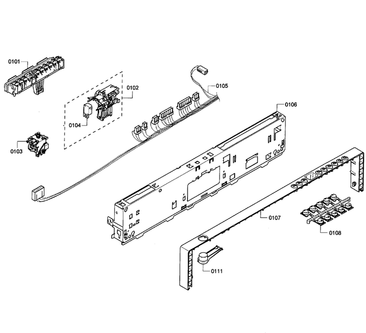 Control Panel Diagram and Parts List for SHX68R55UC 68 Bosch Dishwasher
